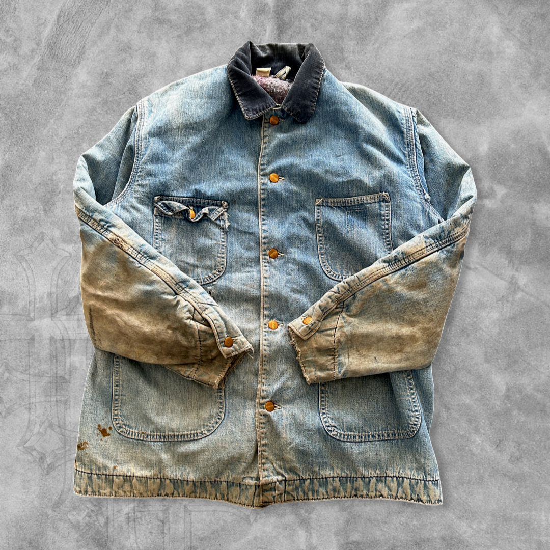 Faded Distressed Denim Carhartt Chore Jacket 1990s (L)
