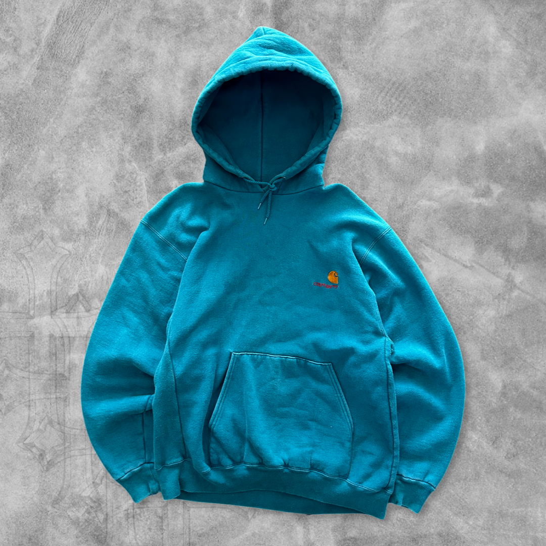 Teal Carhartt Reverse Weave Hoodie 1980s (M)