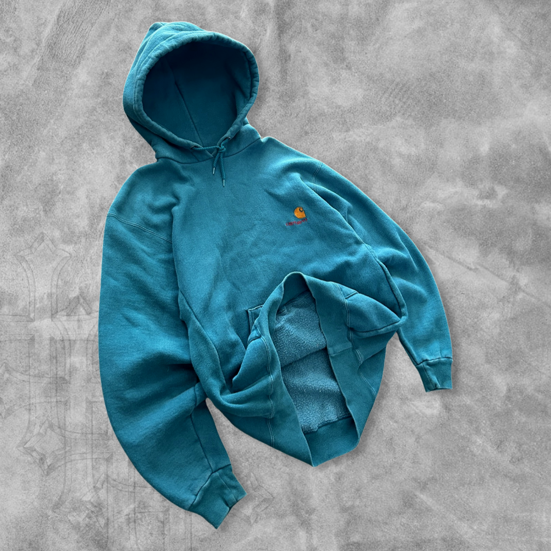 Teal Carhartt Reverse Weave Hoodie 1980s (M)