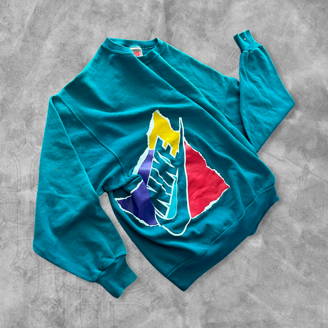 Teal Nike Logo Sweatshirt 1990s (XL)