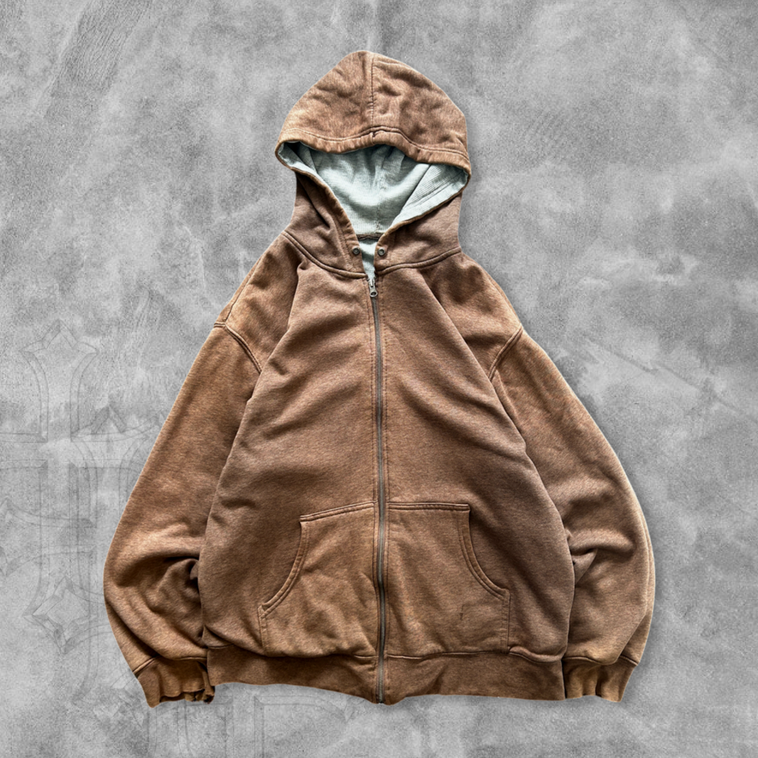 Mocha Brown Hooded Thermal Jacket 1990s (L)