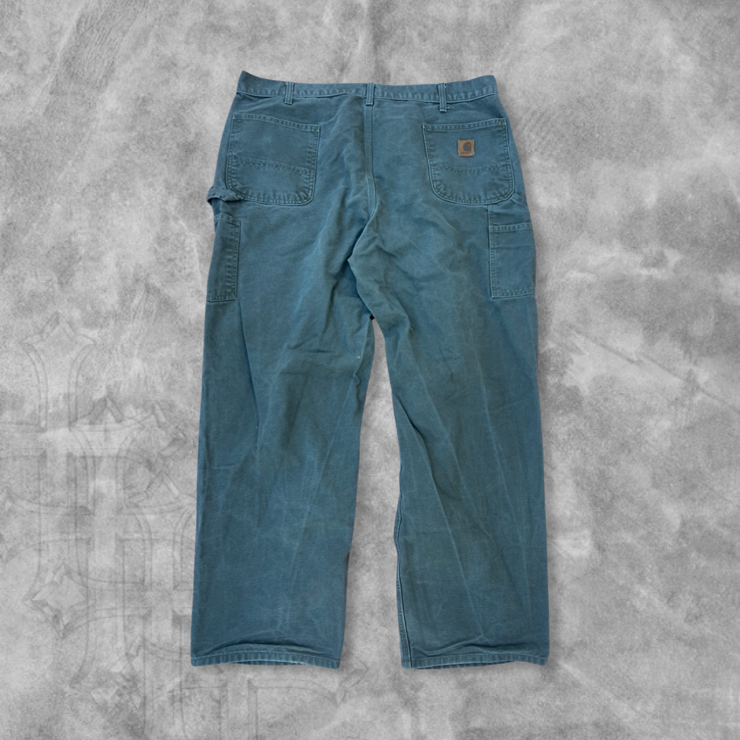 Faded Olive Green Carhartt Carpenter Pants 2000s (40x32)