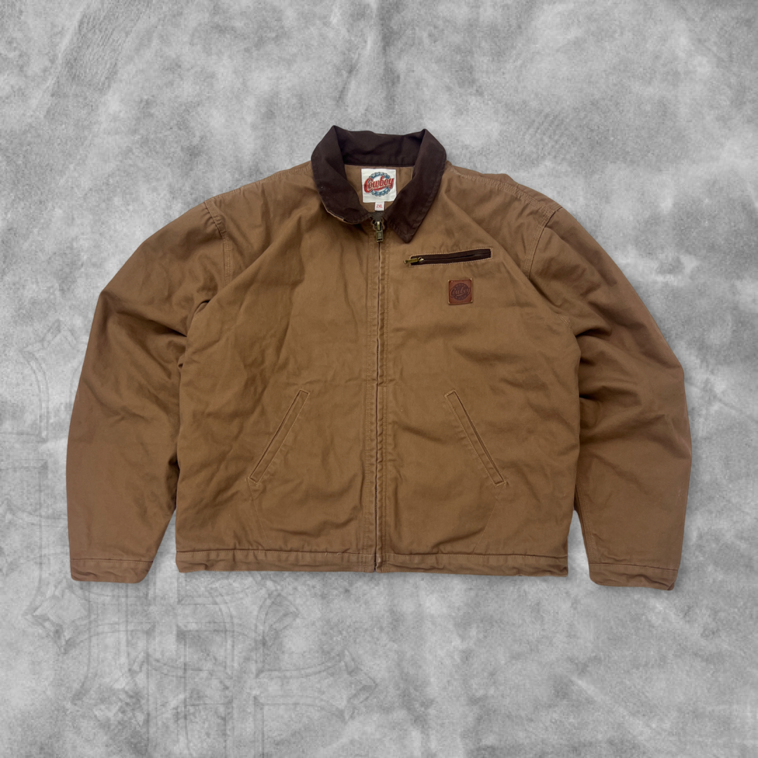 Camel Brown Quilt Lined Cowboy Work Wear Jacket 1990s (XXL)