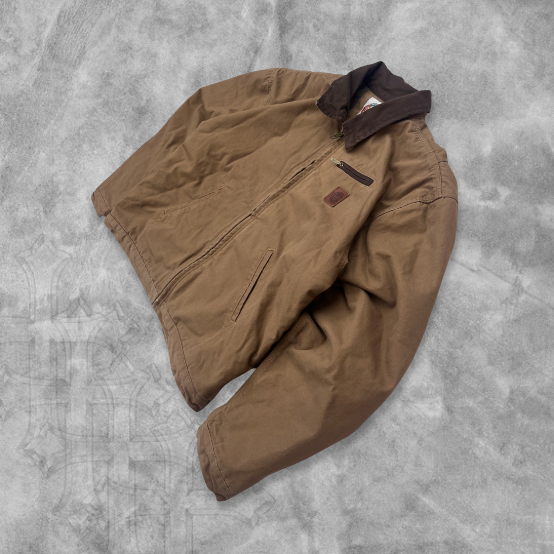 Camel Brown Quilt Lined Cowboy Work Wear Jacket 1990s (XXL)