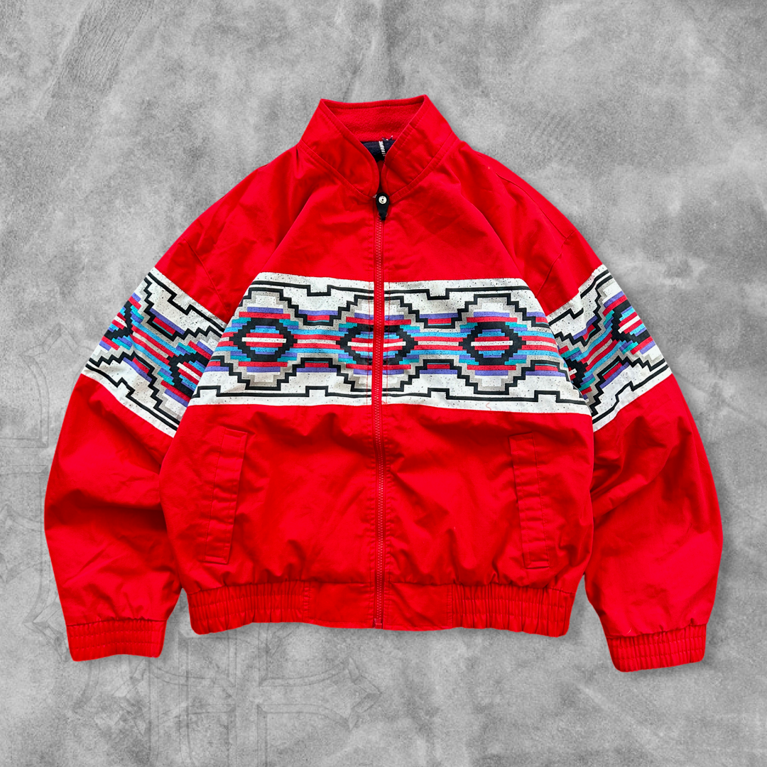 Red Aztec Bomber Jacket 1990s (S)