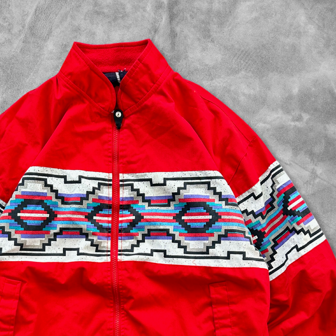 Red Aztec Bomber Jacket 1990s (S)