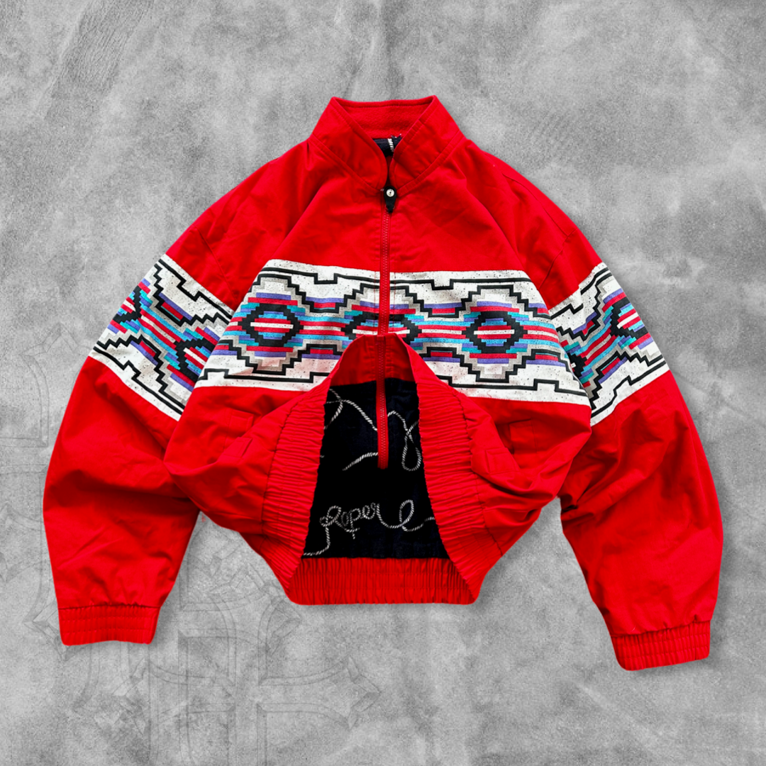 Red Aztec Bomber Jacket 1990s (S)