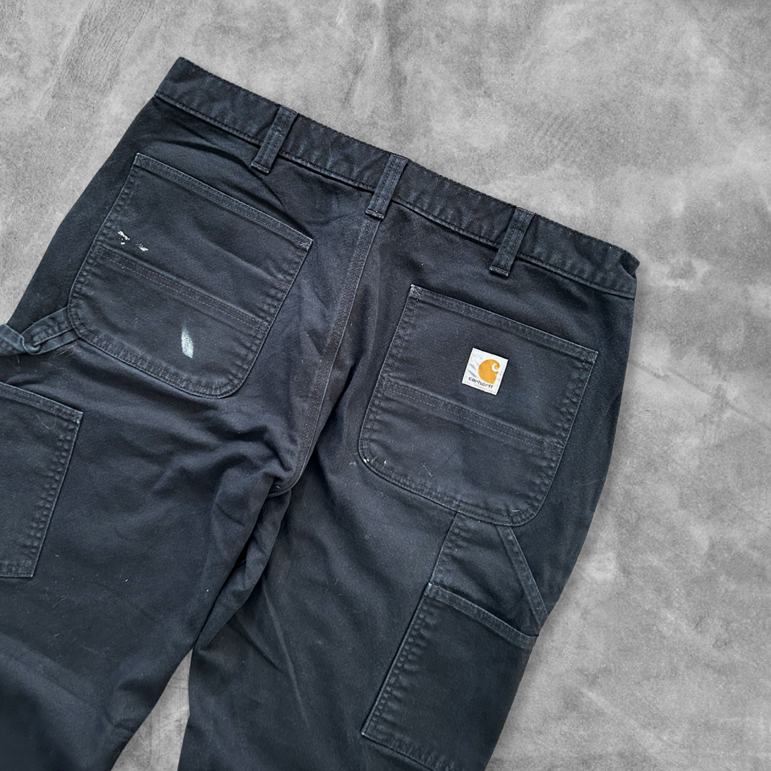 Black Paint Distressed Carhartt Double Knee Pants 2000s (36x30)