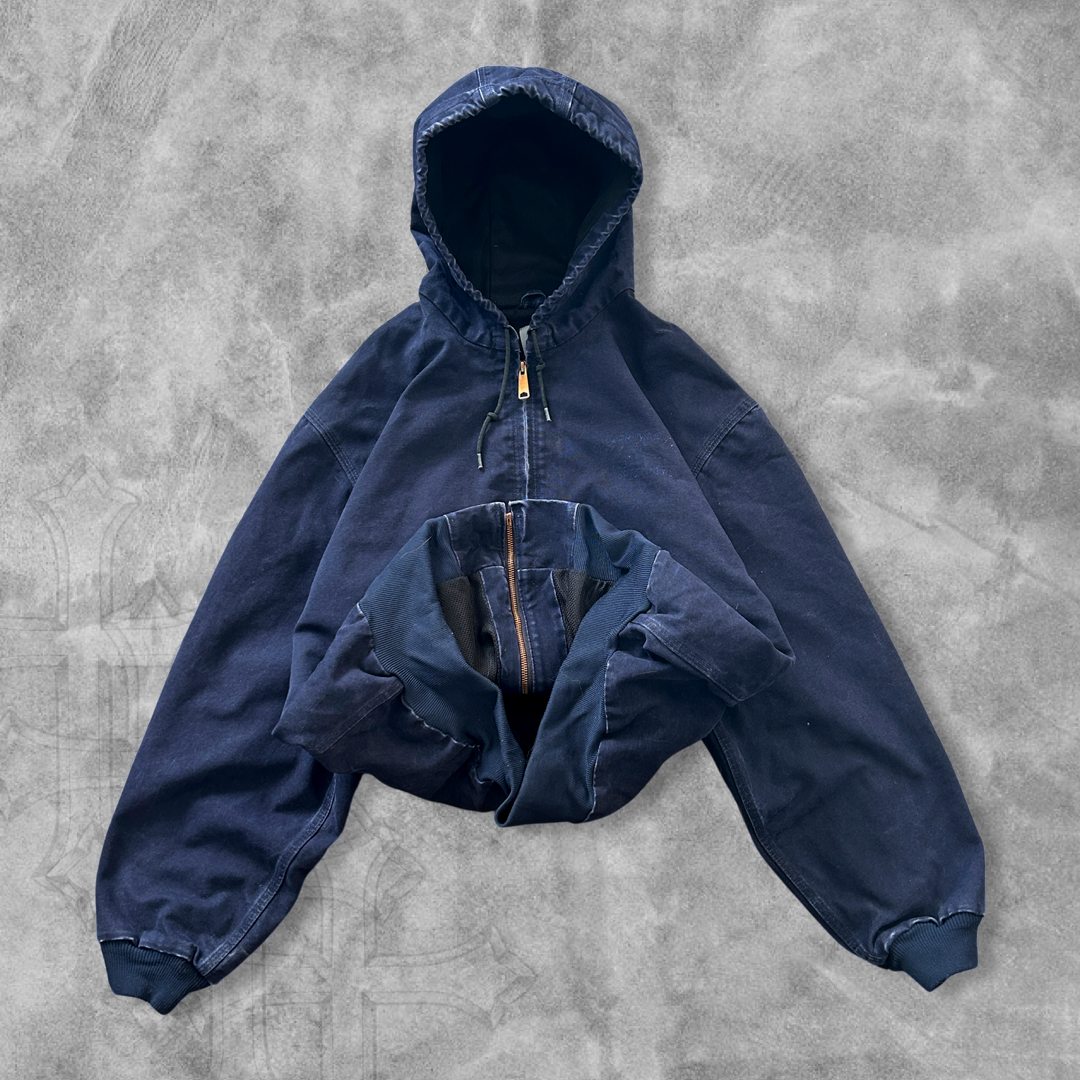 Navy Blue Carhartt Hooded Jacket 1990s (XL)