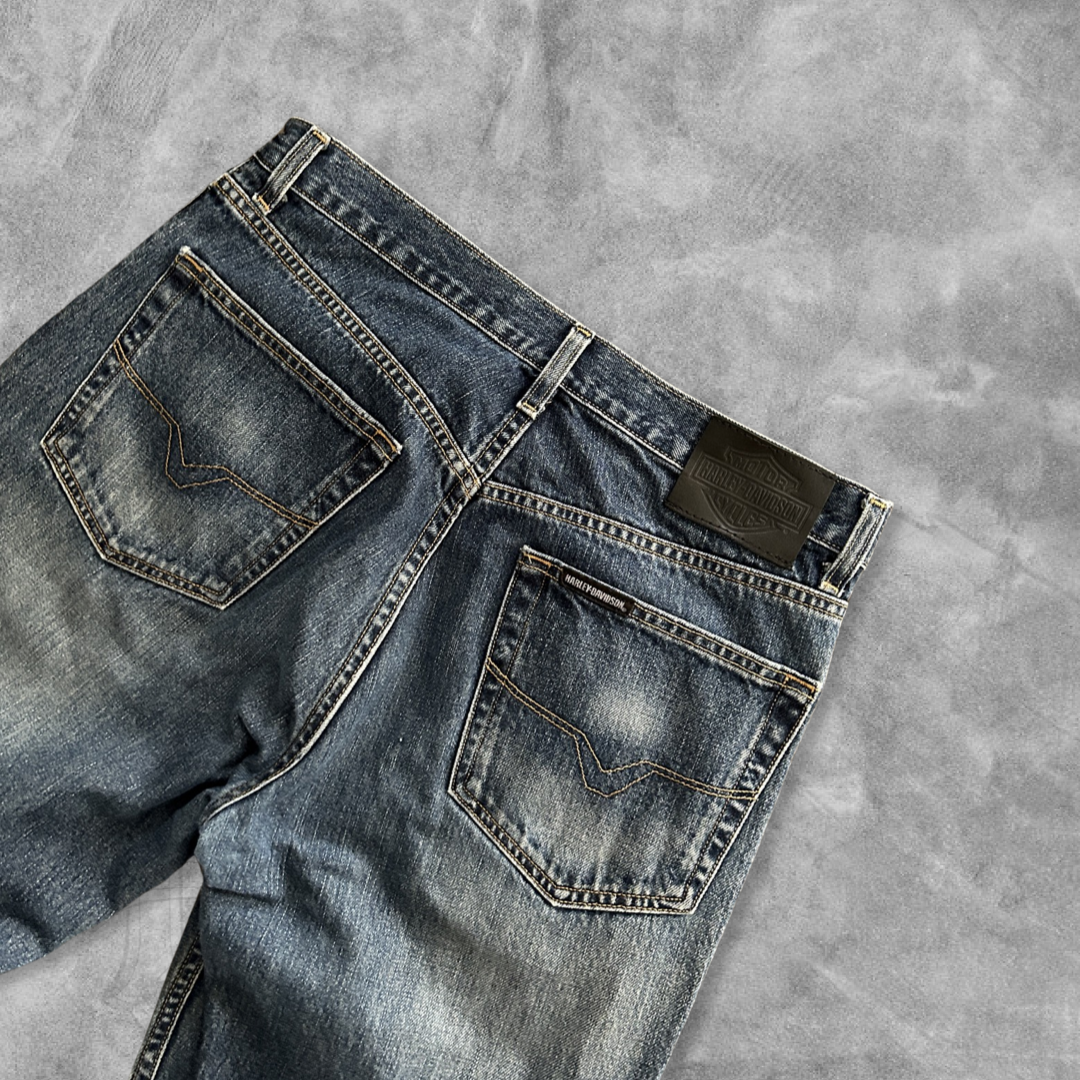 Faded Dark Wash Harley Davidson Jeans 2000s (34x30)