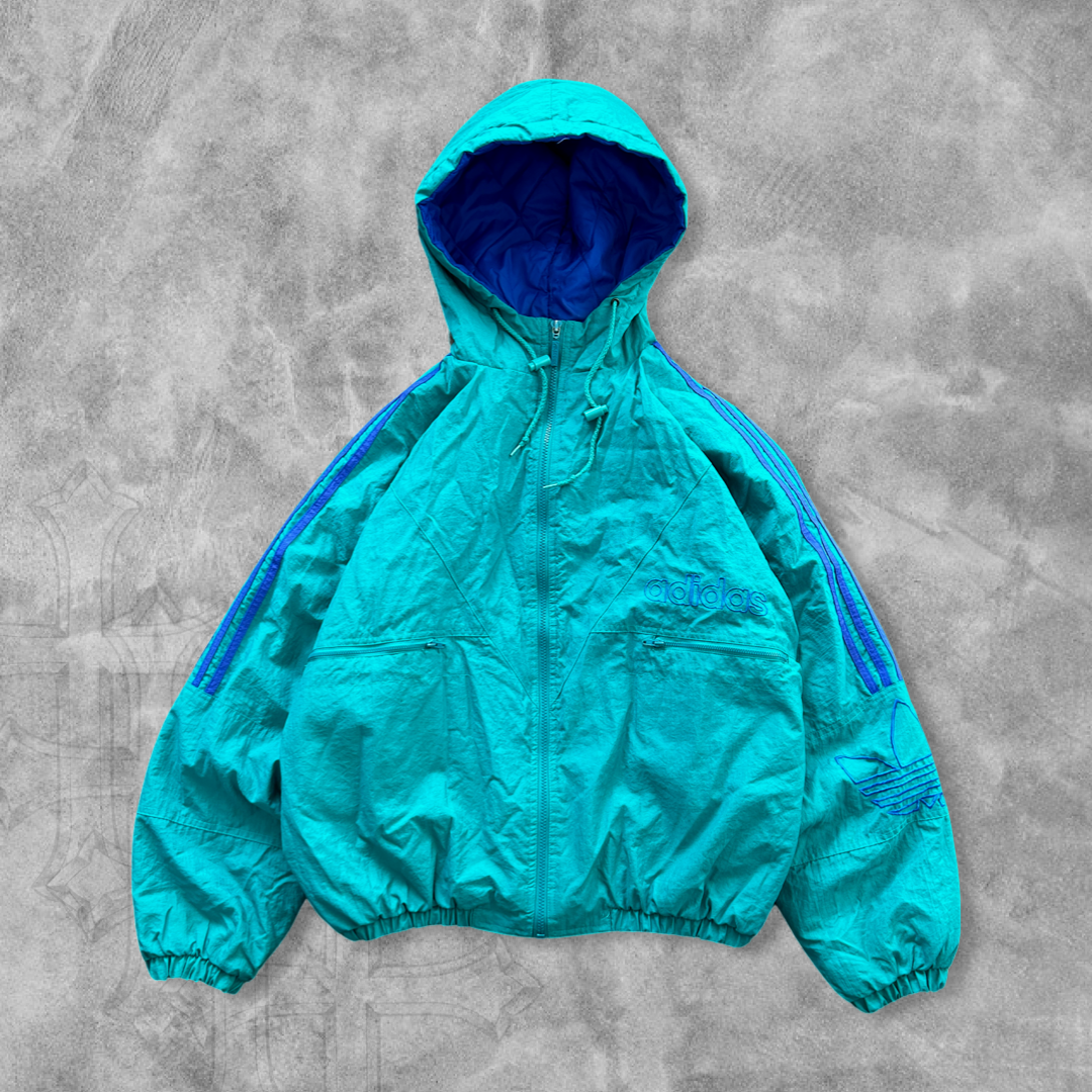 Teal Adidas Hooded Puffer Jacket 1990s (L)