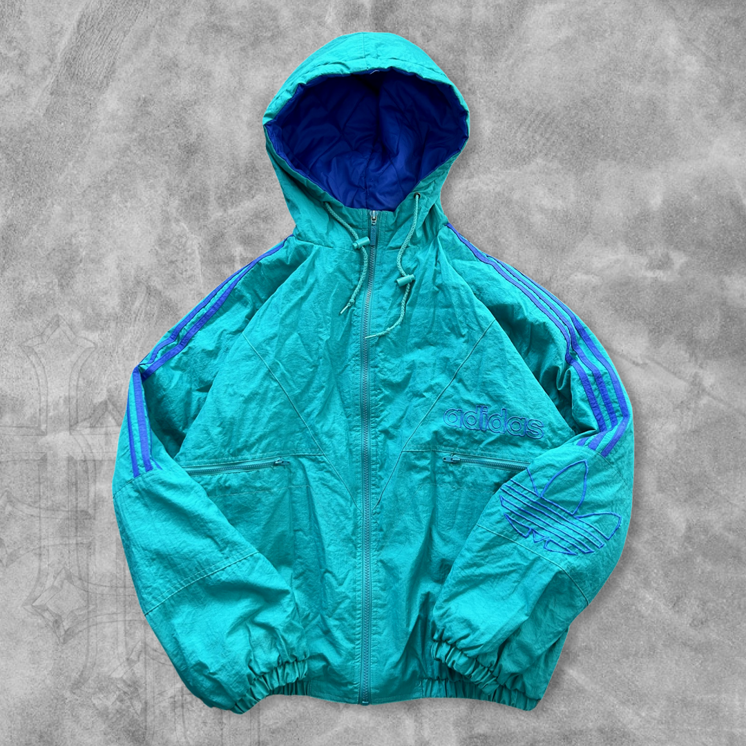 Teal Adidas Hooded Puffer Jacket 1990s (L)