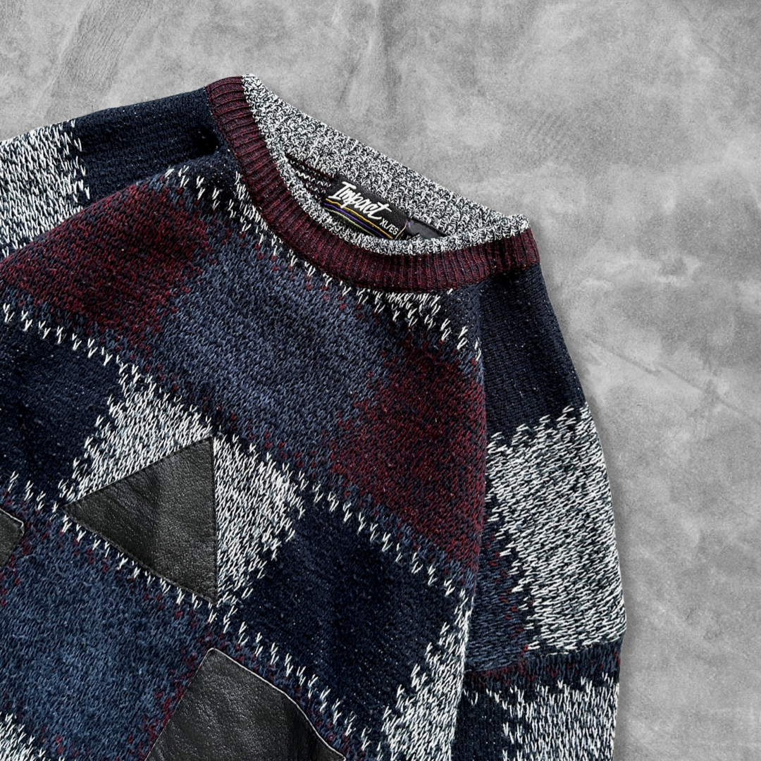 Multi Color Pattern Sweater 1990s (XL)