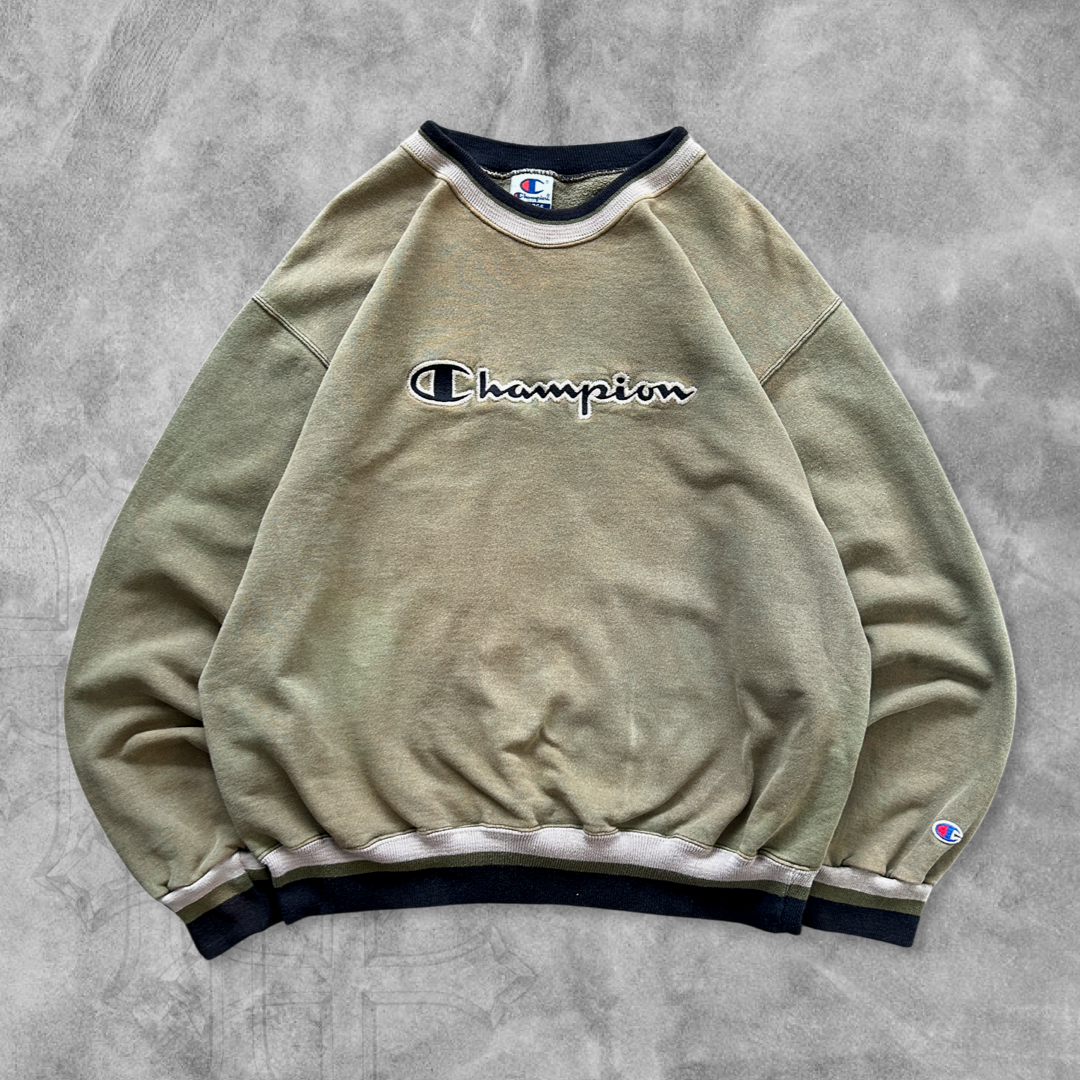 Faded Sage Green Champion Sweatshirt 1990s (L)