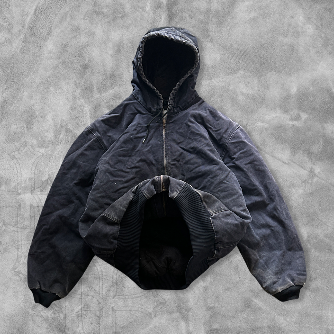 Faded Distressed Navy Carhartt Hooded Jacket 1990s (XL)