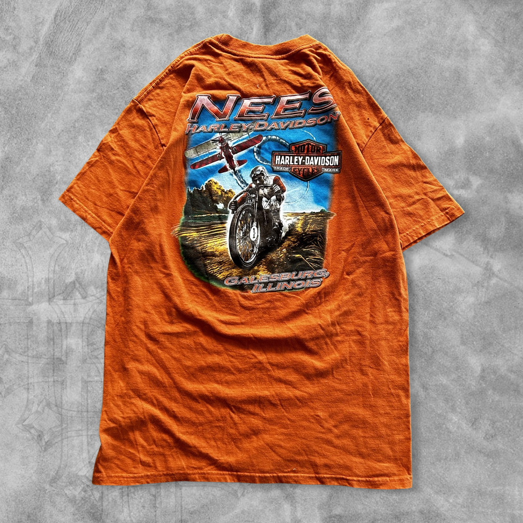 Orange Harley Davidson Bike Shirt 2000s (L)