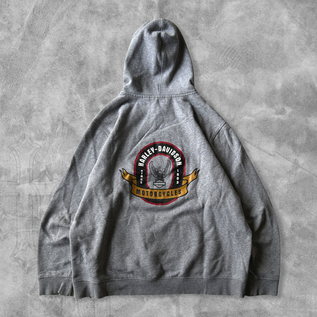 Grey Harley Davidson Hoodie 2000s (XL)