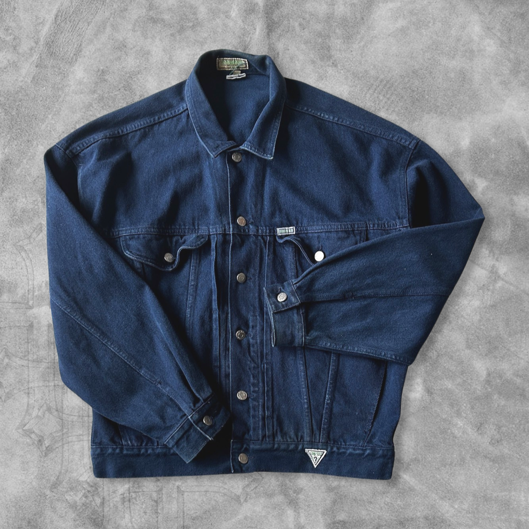 Navy Blue Guess Trucker Jacket 1990s (L)