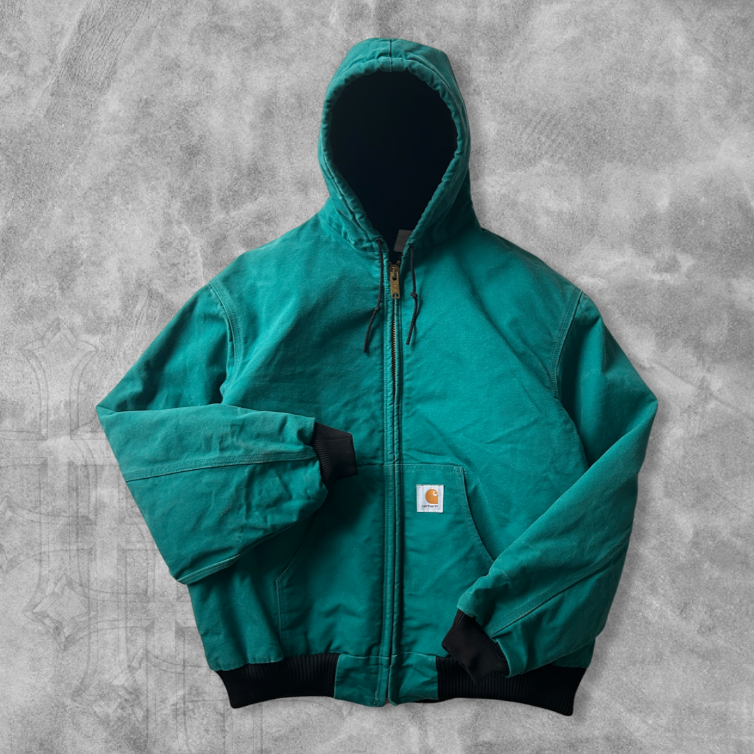 Teal Carhartt Hooded Work Jacket 1990s (XL)