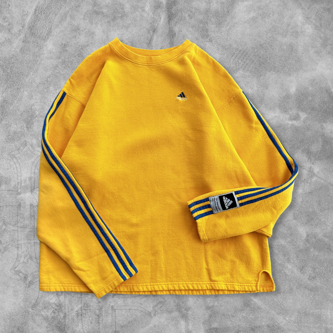Yellow Adidas Sweatshirt 2000s (XL)