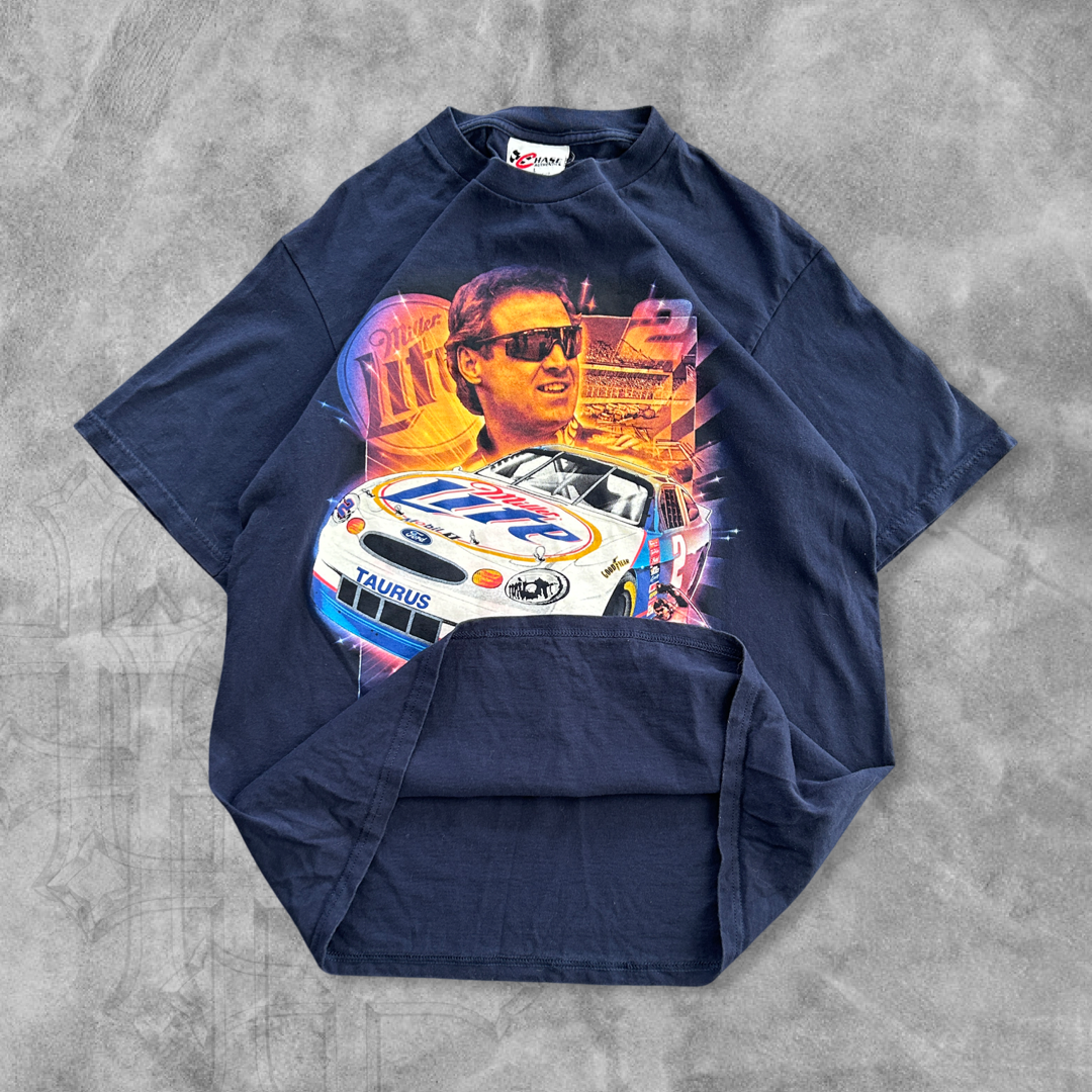 Navy Rusty Wallace Miller Lite Racing Shirt 1990s (L)
