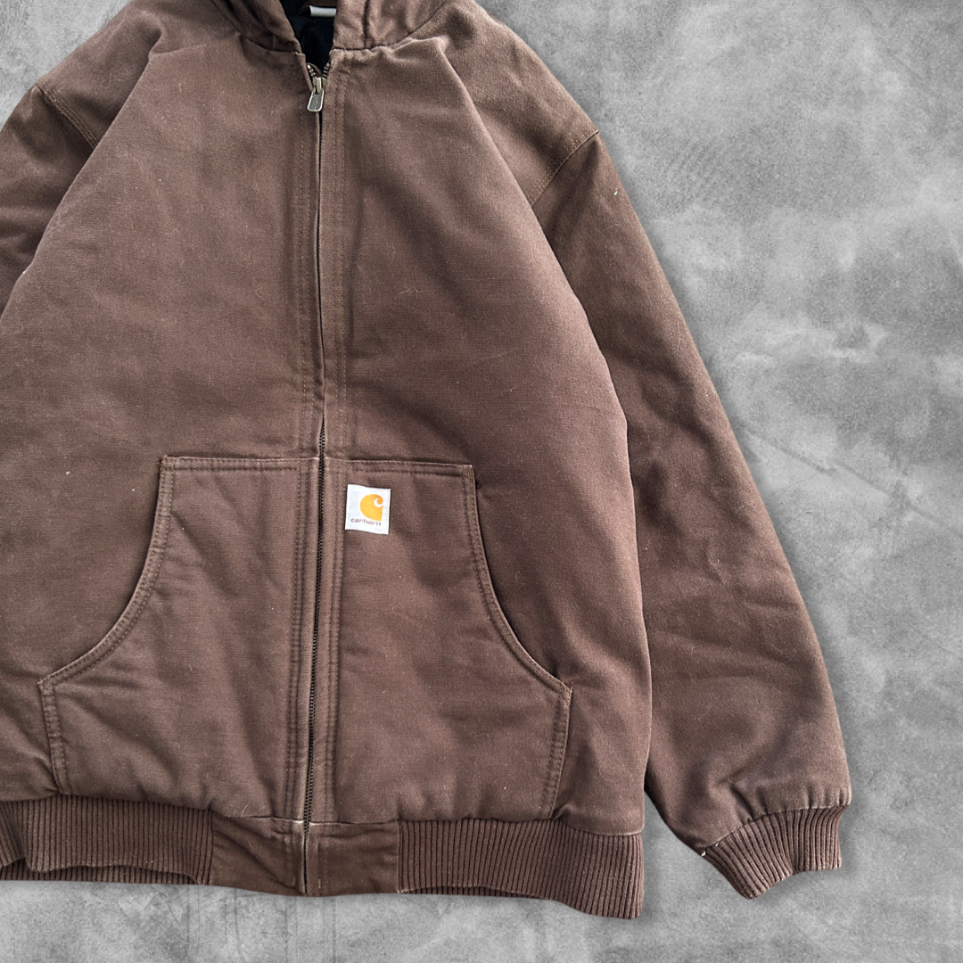 Mocha Brown Carhartt Hooded Jacket 2000s (S)
