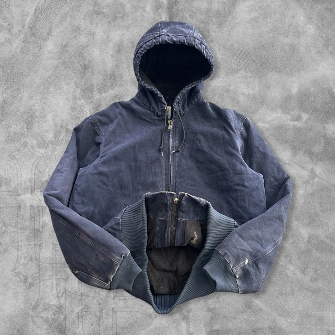Navy Carhartt Hooded Work Jacket 1990s (M)