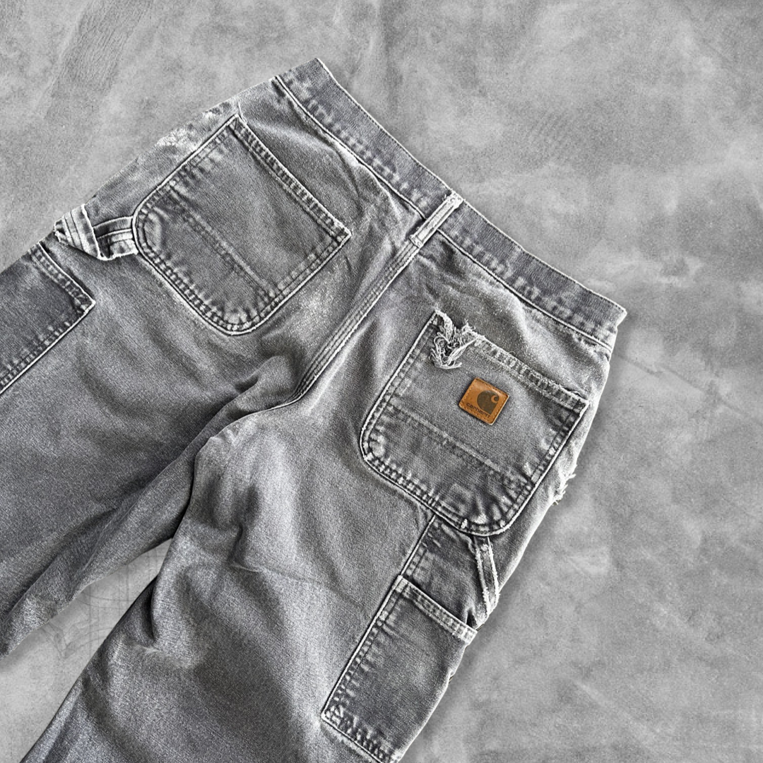 Faded Distressed Grey Carhartt Carpenter Pants 1990s (30x30)