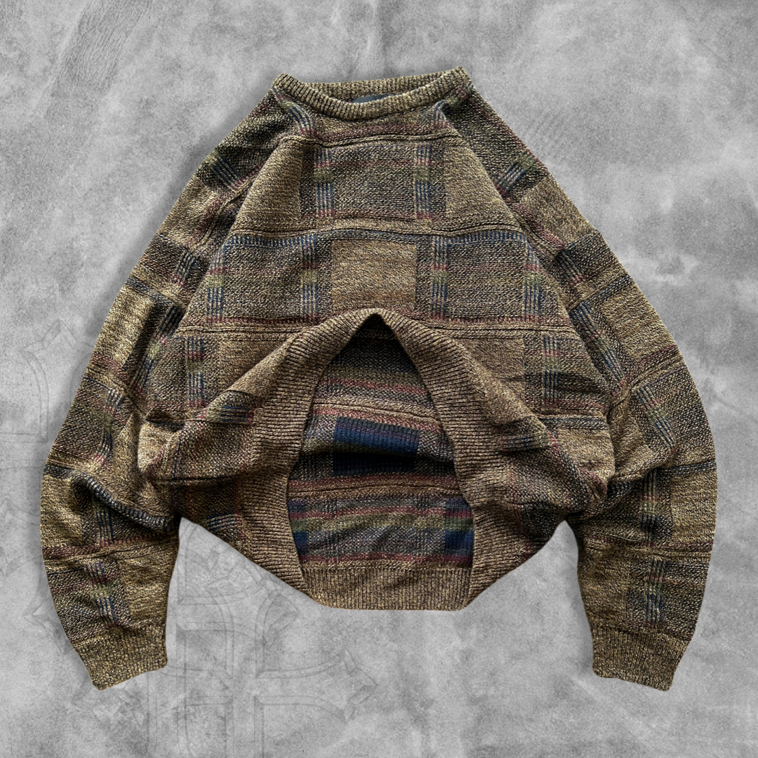 Earth Tone Pattern Sweater 1990s (L/XL)