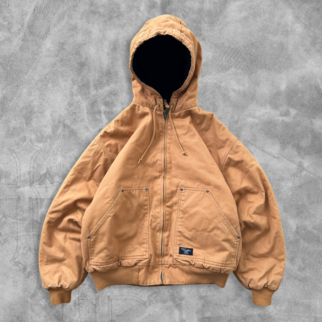 Camel Brown Hooded Work Jacket 2000s (L)