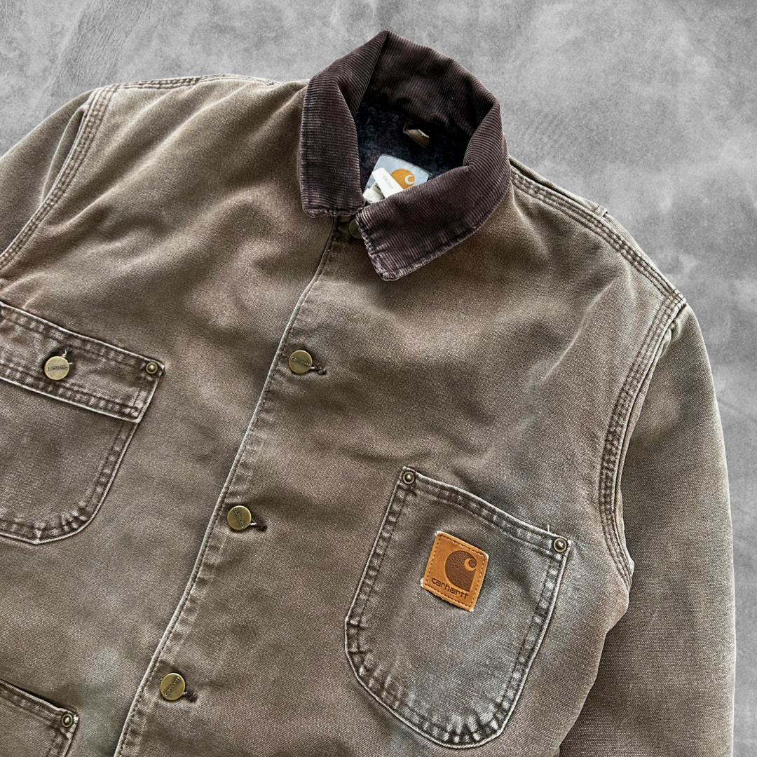 Faded Light Brown Carhartt Chore Jacket 1990s (S)