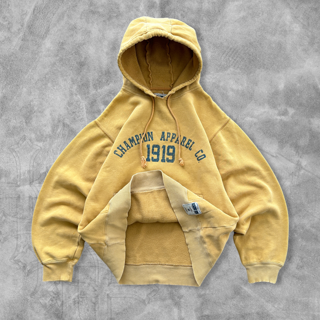 Yellow Champion Hoodie Y2K 2000s (M)