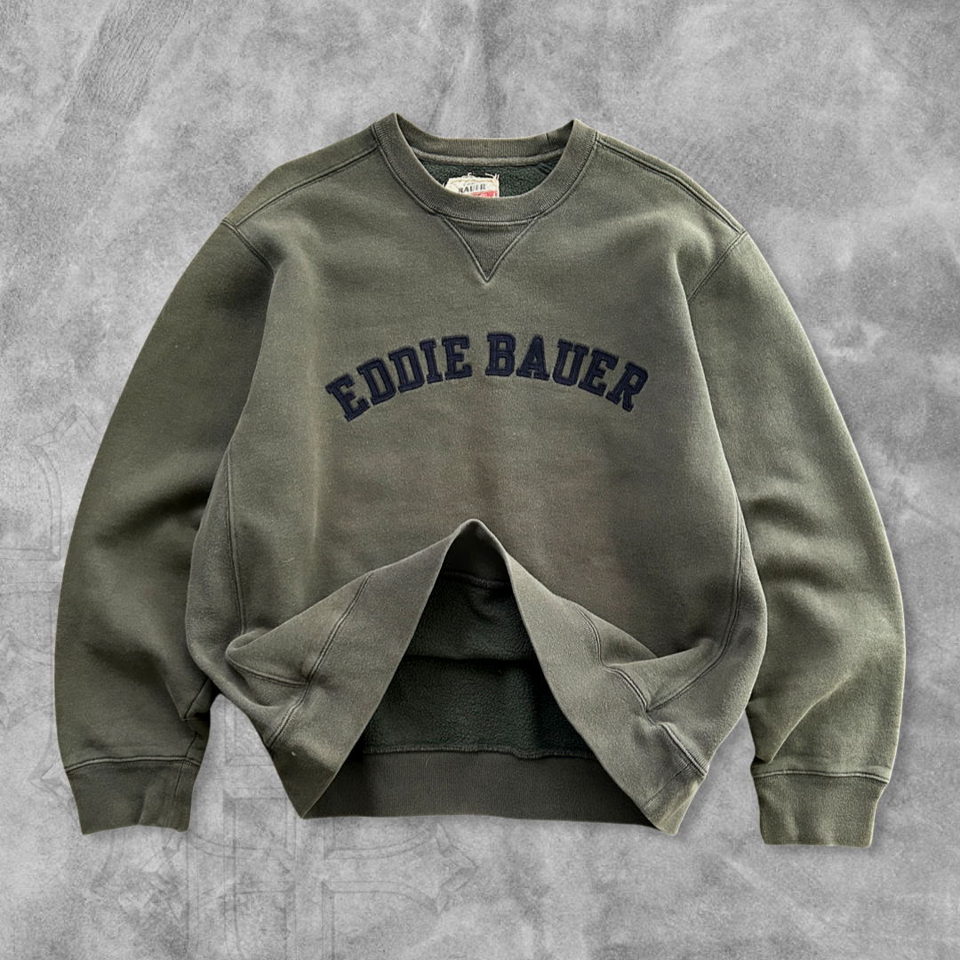 Olive Green Eddie Bauer Sweatshirt Y2K 2000s (L)
