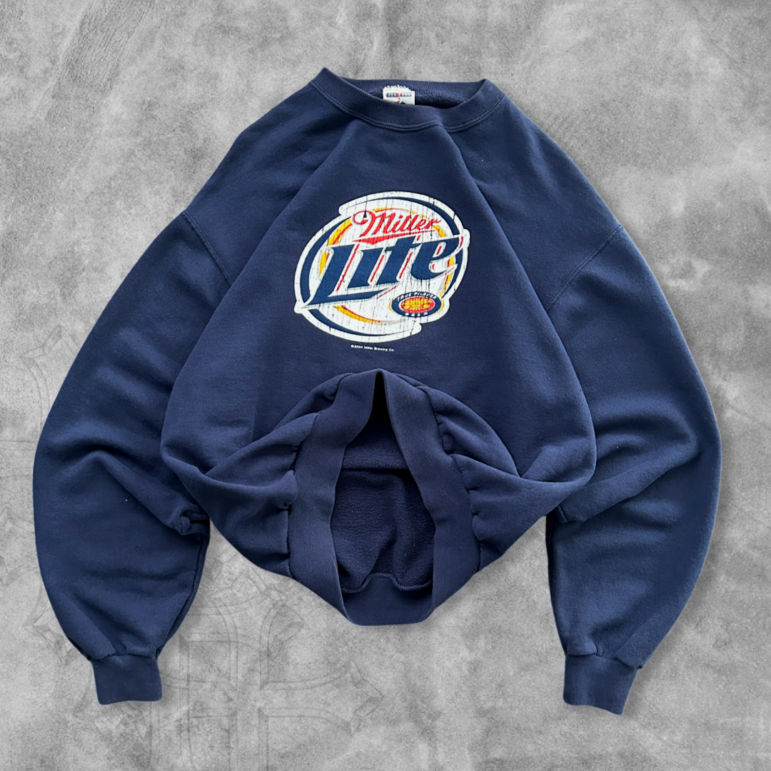 Navy Miller Lite Sweatshirt Y2K 2000s (M)