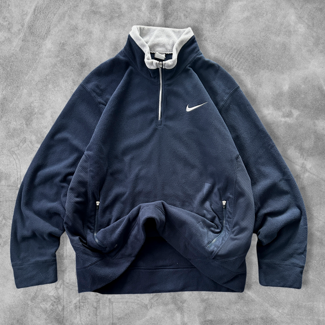 Navy Nike Fleece Pullover Y2K 2000s (XL/XXL)