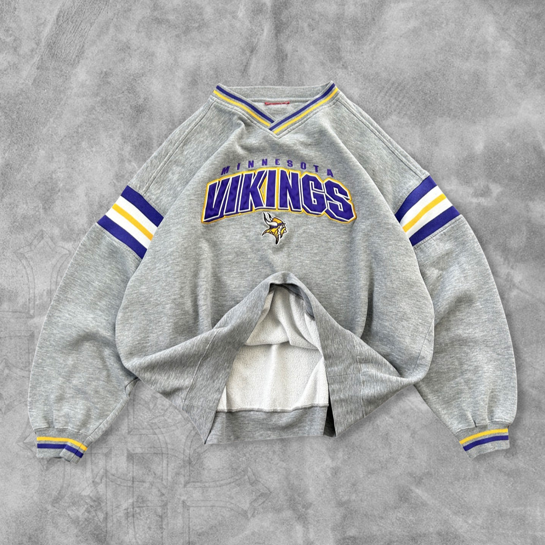 Boxy Grey Minnesota Vikings Sweatshirt 1990s (XL)
