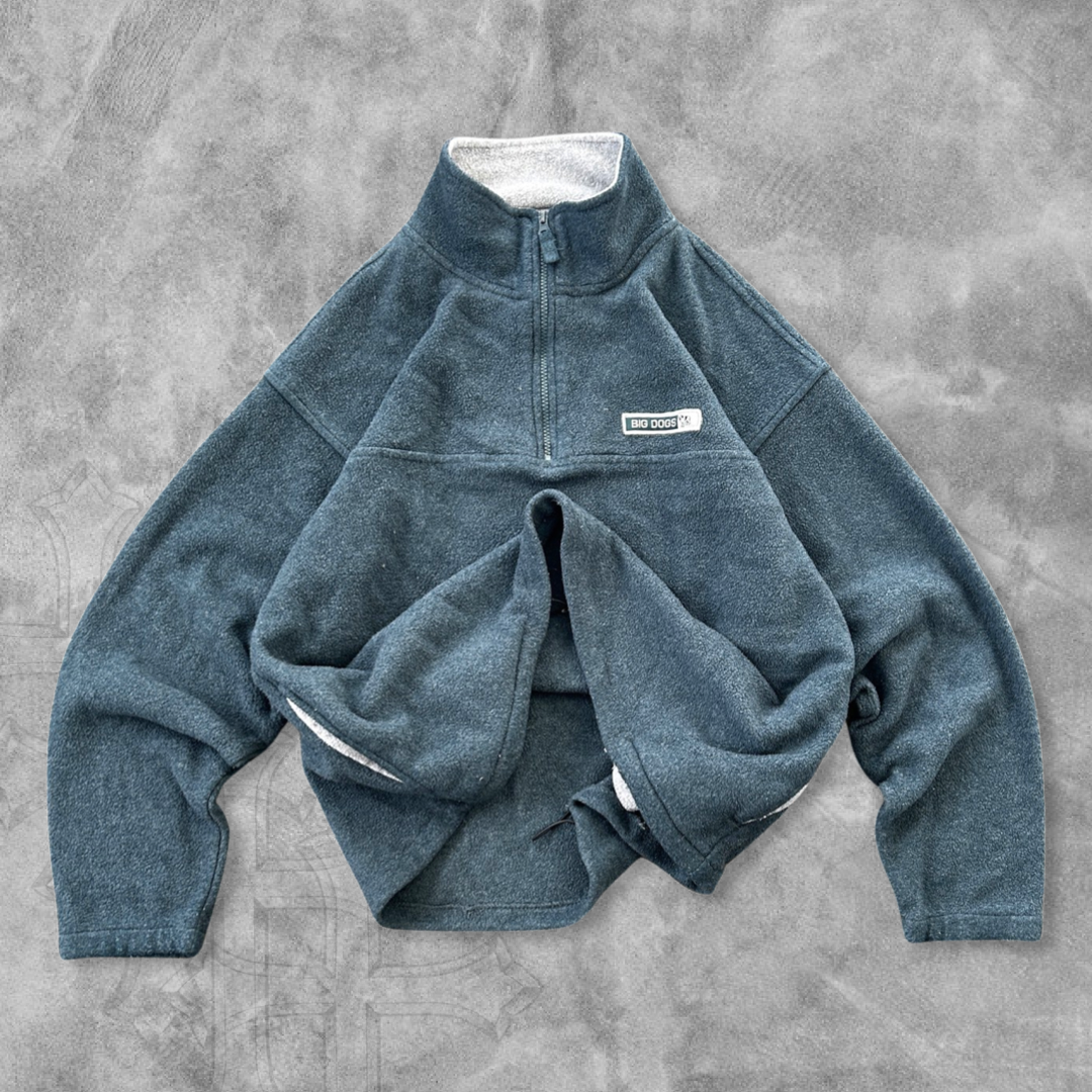 Steel Blue Big Dogs Fleece Pullover 1990s (L)