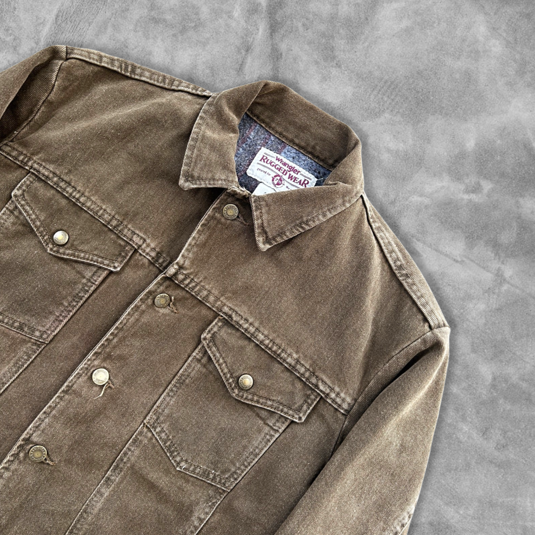 Brown Wrangler Trucker Jacket Blanket Lined 1990s (M)