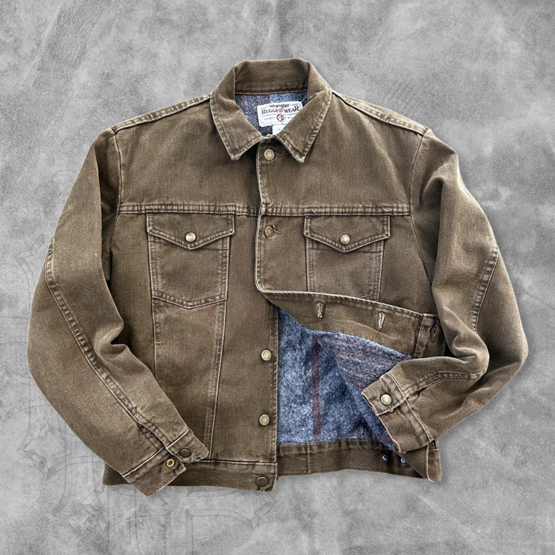 Brown Wrangler Trucker Jacket Blanket Lined 1990s (M)