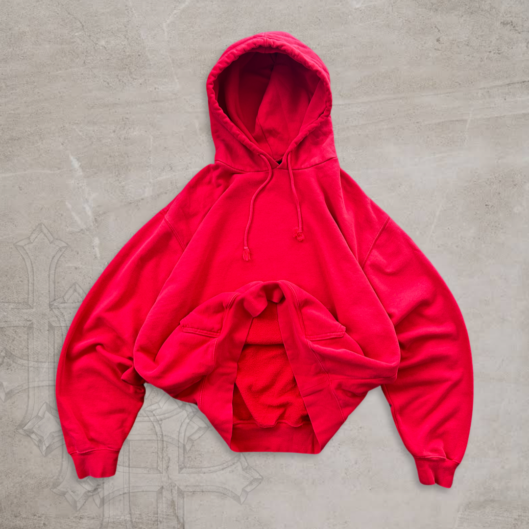Red Nike Pocket Swoosh Hoodie Y2K 2000s (L)