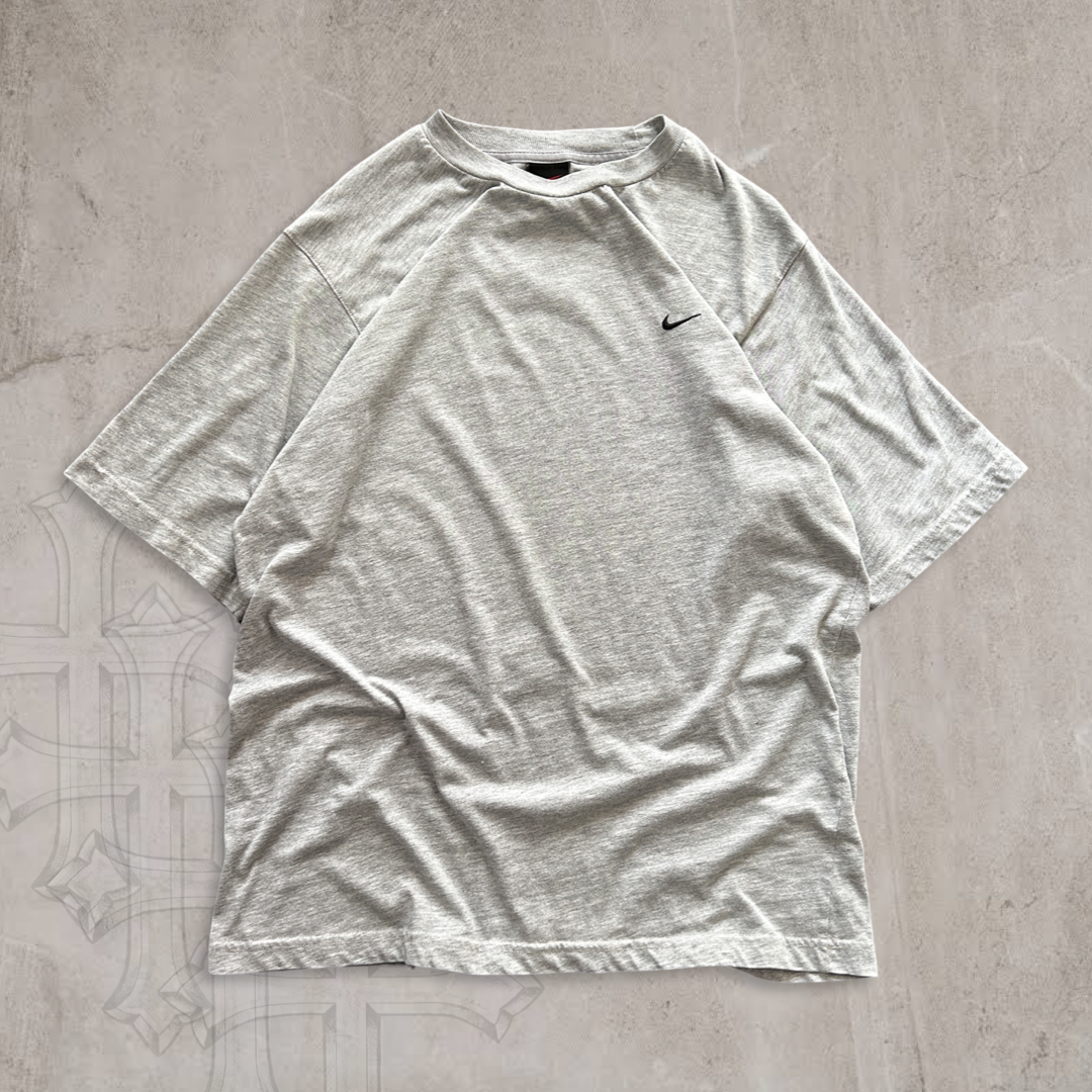 Grey Nike Essential Swoosh Shirt 1990s (M)