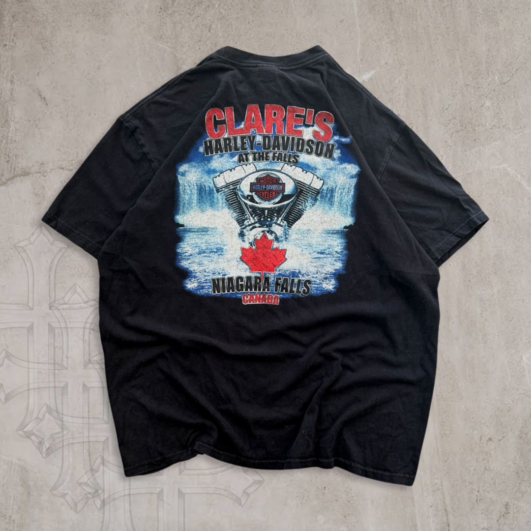 Black Harley Davidson Flame Shirt 2000s (XL)