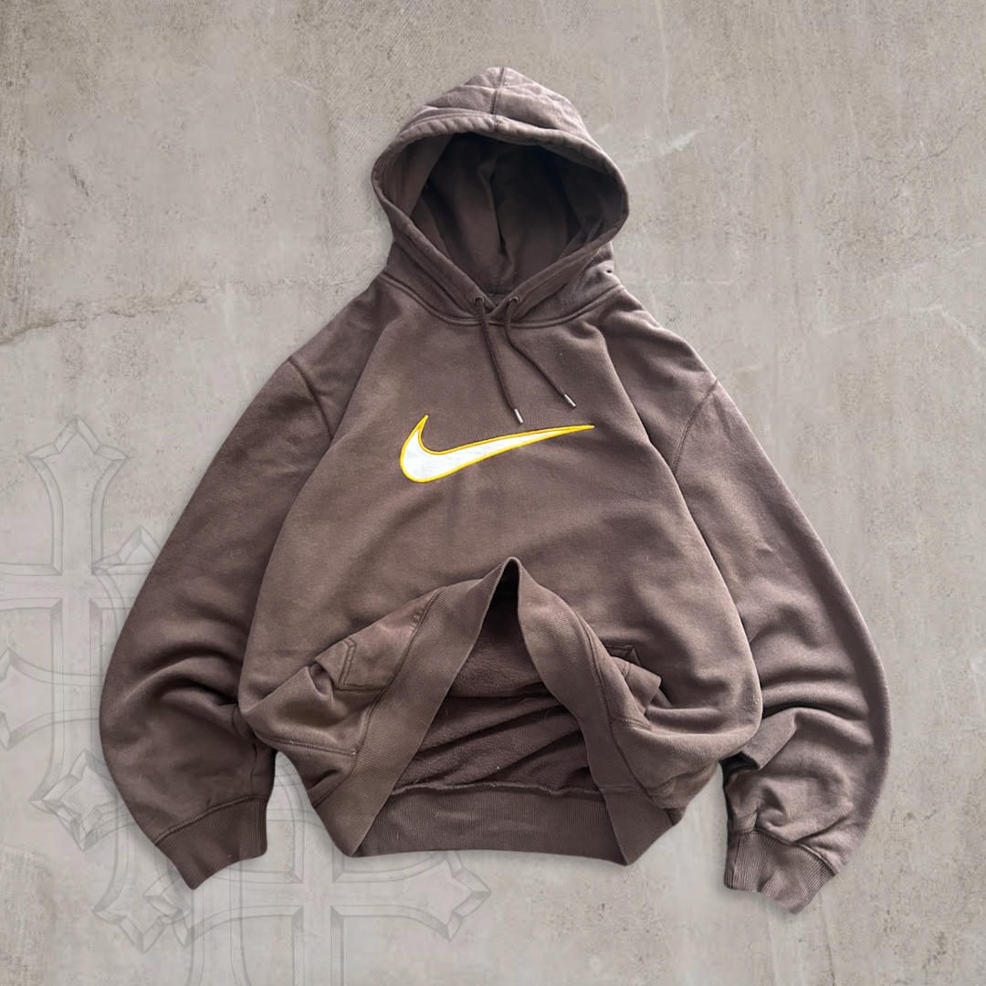 Mocha Brown Nike Hoodie Y2K 2000s (L)
