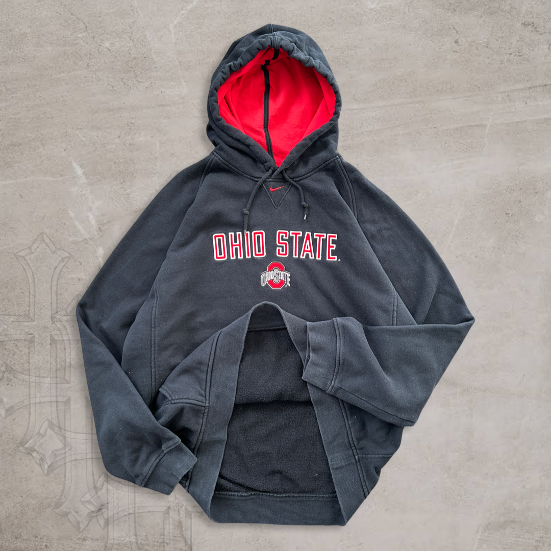 Black Nike Ohio State Center Swoosh Hoodie Y2K 2000s (XL)