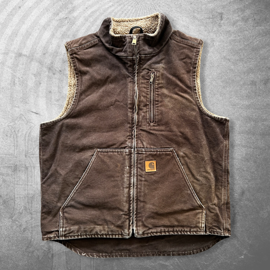 Faded Mocha Brown Carhartt Work Vest 2000s (M)