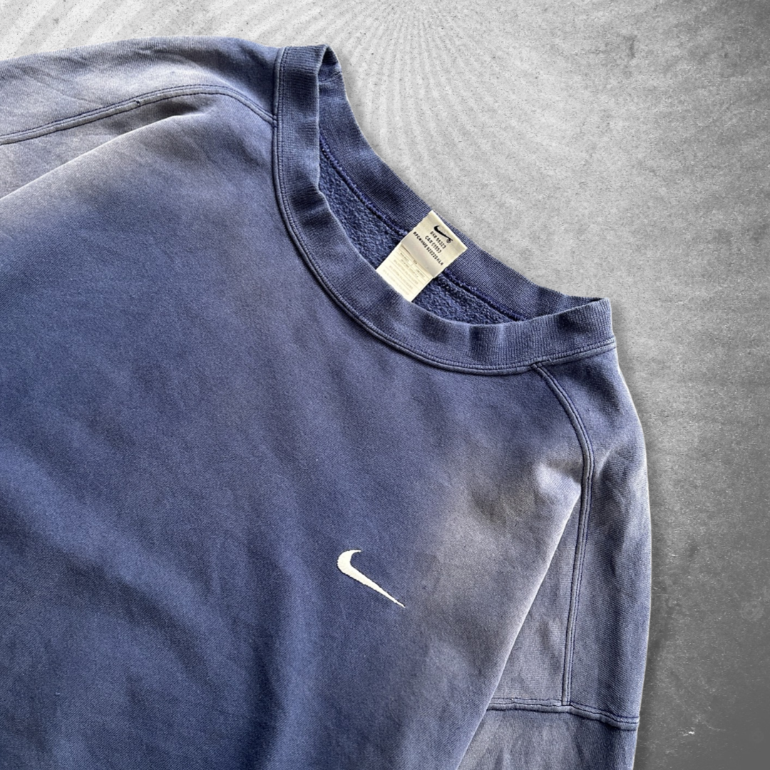 Faded Distressed Blue Nike Sweatshirt 1990s (XXL)