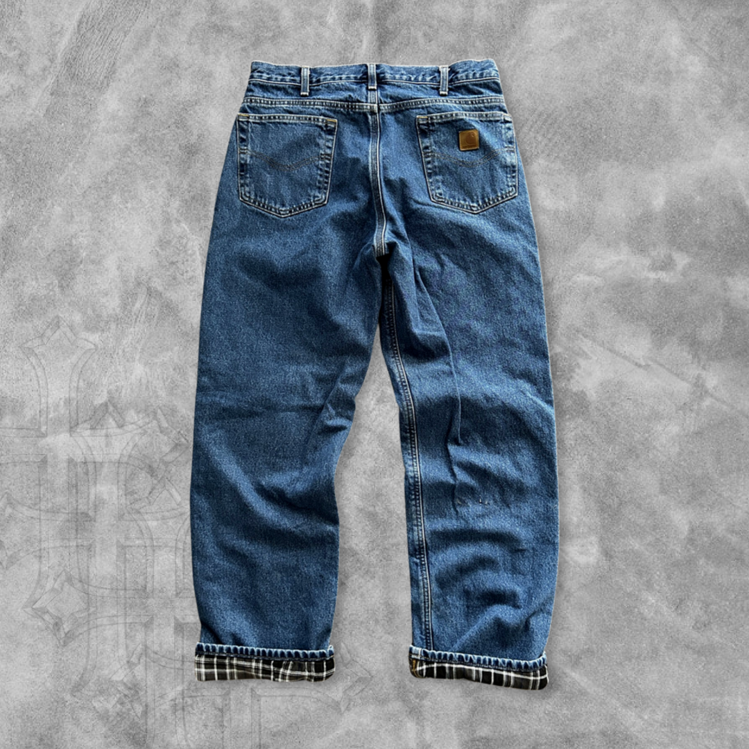 Denim Carhartt Flannel Lined Jeans 1990s (35x32)