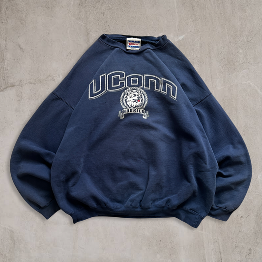 Navy Blue UConn Huskies Sweatshirt 1990s (XL)