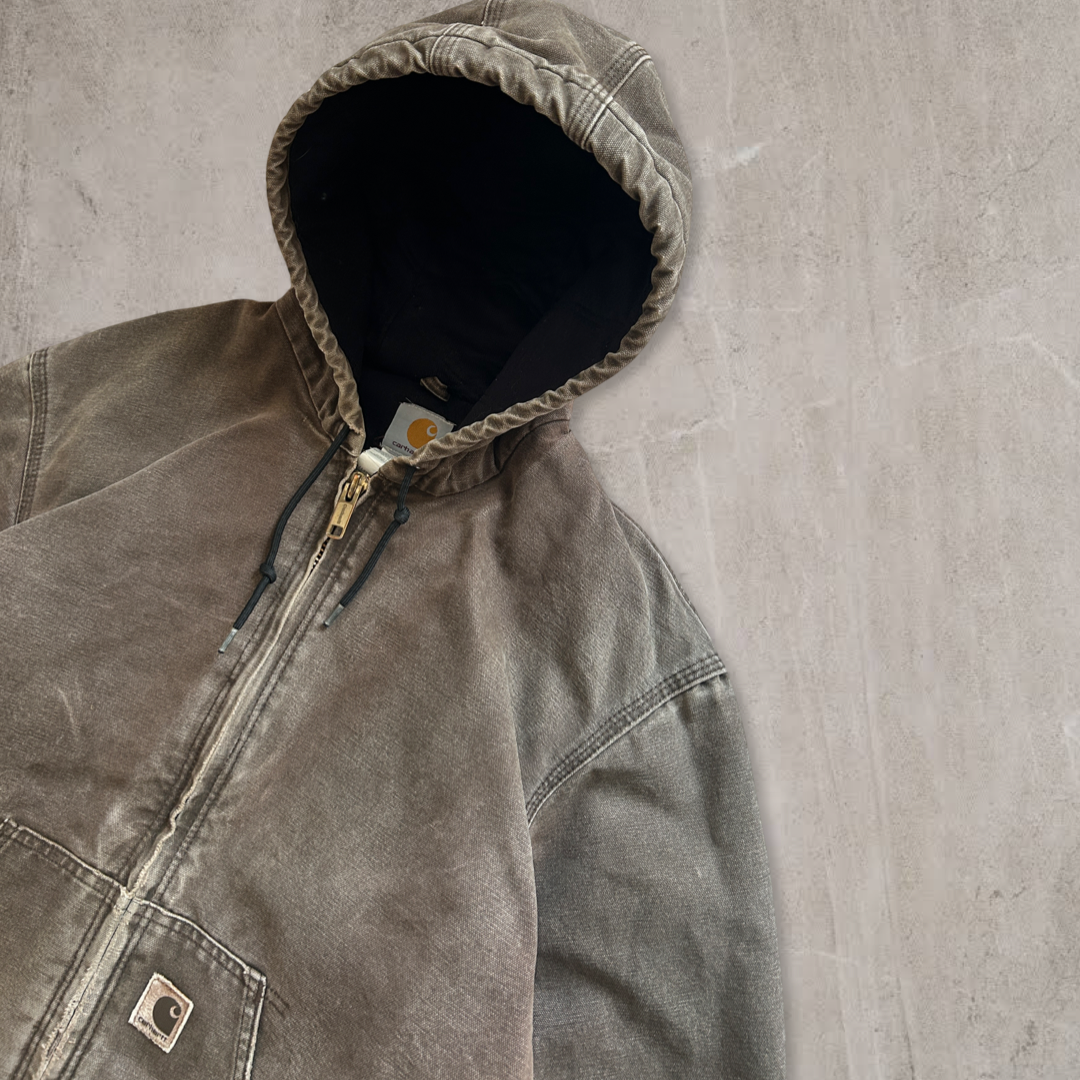 Faded Brown Carhartt Hooded Jacket 1990s (M)
