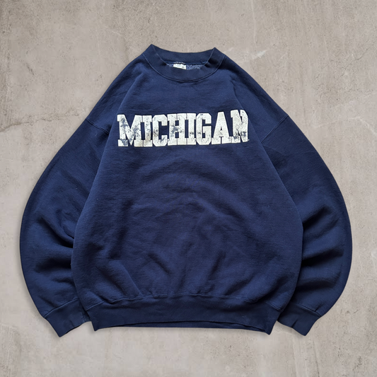 Navy Blue Michigan Heavyweight Sweatshirt 1990s (XL)